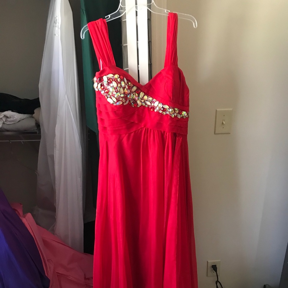 Red Beaded Formal Dress